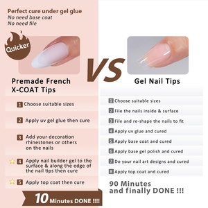 XCOATTIPS เล็บปลอม 150 ชิ้น ขายส่ง ขนาดกลาง ทรงอัลมอนด์ เจล X ปลายเล็บแบบฝรั่งเศส เจลนิ่ม คุณภาพระดับร้านทำเล็บ กดติดง่าย - Product Image 5
