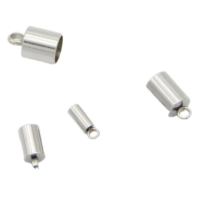 2.0mm/2.5mm/3.0mm Aço Inoxidável End Cap Bead Suprimentos Descobertas Malha Cabo Barril Fecho para venda