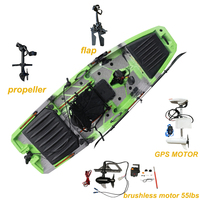Kayak de pêche monoplace léger et durable de 10,5 pieds, à pédales, en HDPE, certifié CE, pour la navigation - Vente en gros
