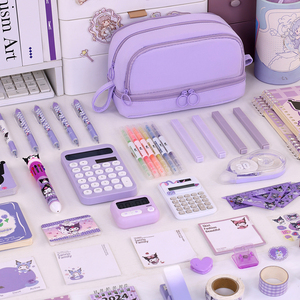 Nouvelle arrivée Organisateur de fournitures scolaires <span class=keywords><strong>en</strong></span> polyester de grande capacité avec fermeture à glissière multicouche pour étudiants Trousse à crayons à 4 fenêtres - Product Image 3