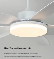 Ventilateur de plafond commercial moderne JianGao en promotion, 44 pouces, 5 pales, moteur AC, avec lumière LED, 6 vitesses, BLDC 220V, télécommande