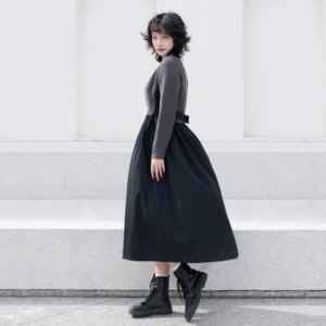 Vestido de Diseñador de Lujo con Estilo Occidental Personalizado, Vestido de Suéter Elegante con Capas de Patchwork para <span class=keywords><strong>Mujer</strong></span> - Product Image 2