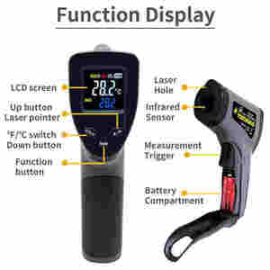 Công nghiệp kỹ thuật số pyrometer nhiệt kế súng không tiếp xúc hồng ngoại LCD hiển thị Nhựa nhiệt độ Meter cho OEM Pin - Product Image 3