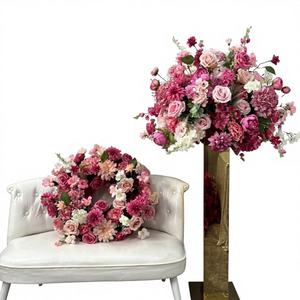 SMOOTH <b>Artificial</b> Silk <b>White</b> <b>Rose</b> Flower Balls Wedding Table Centerpiece 0.4-2.4m Asymmetric Design - Product Image 1