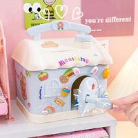 Tirelire de maison mignonne, avec autocollant 3d tirelire Kawaii pour enfants adultes grande taille boîte d'épargne pour pièces de monnaie billets de banque cadeau d'anniversaire/