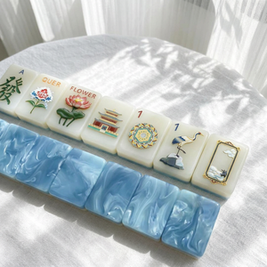 Tuiles de Mahjong Modernes en Plastique Bleu Brise, 160 Pièces, Tapis et Supports, Usage Domestique, Divertissement, Écologique, Portable, Résistant à l'Eau, Deluxe - Product Image 3