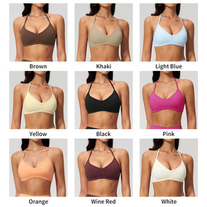 <span class=keywords><strong>Reggiseno</strong></span> Sportivo Personalizzato con <span class=keywords><strong>Schiena</strong></span> <span class=keywords><strong>Scoperta</strong></span>, Imbottitura Rimovibile, Colore Unico, Asciugatura Rapida, Compressione, Scollo a V, per Yoga e Fitness - Product Image 4