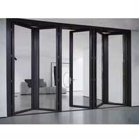 Porte pliante en aluminium imperméable HDSAFE avec double vitrage, design moderne, pour balcon extérieur, patio
