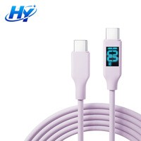 Câble USB-C vers USB-C en silicone 100W PD avec affichage numérique, synchronisation des données 480 Mbps, câble de charge rapide souple pour smartphone et ordinateur portable