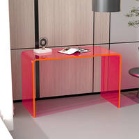 Ensemble de table de maquillage et de coiffeuse moderne en acrylique transparent avec tabouret de coiffeuse de taille personnalisable, mobilier de chambre minimaliste