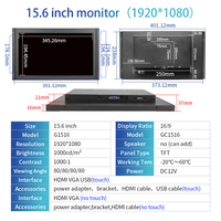 1000Nits 15.6 Inci 1920x1080 Kecerahan Tinggi VESA Monitor Layar Sentuh Kapasitif Resistif Industri LCD Display HD USB VGA