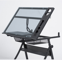 Studio Design Deluxe Craft Station Bureau debout Table à dessin en verre réglable en hauteur
