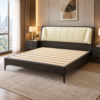 Cadre de lit moderne en bois et cuir au design simple pour chambre à coucher – Cadre de lit de luxe classique