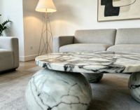 Table basse moderne de luxe nordique en marbre, socle durable, base en marbre Ocean Storm, ensemble de meubles pour chambre et salon