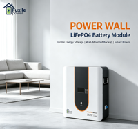 Module de batterie LiFePO4 mural pour maison, 25,6V/51,2V 100Ah-600Ah, stockage d'énergie solaire, BMS RS485/CAN/IP20/WiFi, hybride AC