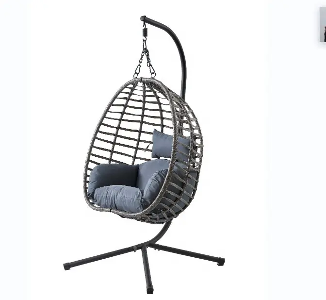Hot Sale Full Kd Outdoor Garden Patio Egg Chair,Swing High Quality Balcony Hanging Chair With Waterproof Cushion/