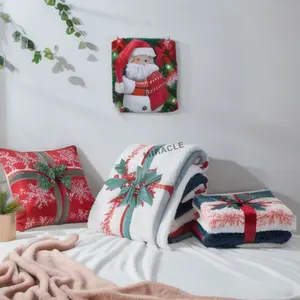 עיצוב הבית ecofriendly חג המולד מבוגרים שמיקלל שמיכות פליז לוגו מותאם אישית שמיכות שרפה זורק סט מתנה