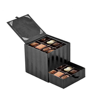 Boîtes pliantes à bonbons au chocolat avec diviseurs, mini petite boîte cadeau au chocolat, emballage noir pour mariage