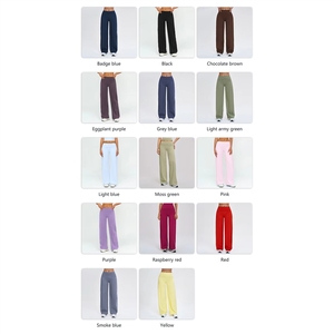 Pantalones deportivos de forro polar para mujer con logo personalizado, de <span class=keywords><strong>pierna</strong></span> ancha, cintura plegable, corte acampanado, sin costura frontal, estilo bootcut, para yoga y leggings. - Product Image 6