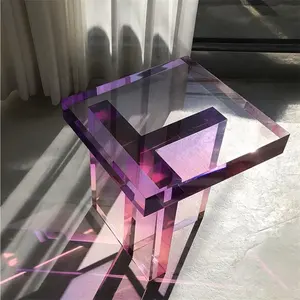 Modern End Table Acrylic Purple Nightstand Side Table Clear Perspex Coffee Table Home Decor Lucite Acrylic Stand Display