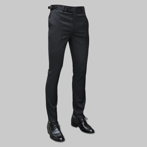 Business semplice nero Micro <span class=keywords><strong>elastico</strong></span> lana da uomo pantaloni di regolazione fibbia sottile piedi stretti pantaloni formali per uomo - Product Image 1