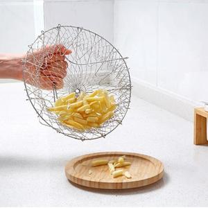 Pliable vapeur rinçage souche acier inoxydable pliant panier à frire passoire tamis maille passoire cuisine cuisine accessoires outils - Product Image 3