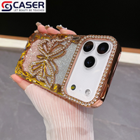 Coque de Téléphone Antichoc de Luxe à Motif Papillon 3D, Style Diamant Dégradé, pour iPhone 17 Air Pro et iPhone 16
