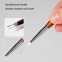 Stylo à double embout pour nail art, manche en bois, stylo à points pour ongles, tête en métal, pinceau de sculpture pour ongles en acrylique, design floral
