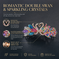 Barrette à cheveux cygne en strass faite à la main, pince à ressort en acétate, accessoire floral élégant pour le bal de promo et le quotidien
