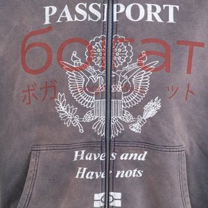 Sudadera con capucha y cremallera TOPSHOW personalizada, estilo vintage, de tela gruesa, con efecto desgastado, para hombre, talla grande, lavado ácido, estilo urbano, con gráficos. - Product Image 5