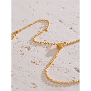 JINYOU 1773新品18KゴールドPVDメッキステンレススチール流行ジュエリースタイリッシュでユニークな手首指ハートチェーンブレスレット - Product Image 5