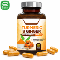 BioLex OEM Curcuma et Curcumine Personnalisés avec Gingembre et BioPerine pour la Santé des Articulations, du Cœur et du Cerveau – Capsules de Curcuma et de Gingembre