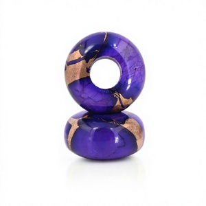 Perles de pierres précieuses en turquoise cuivrée violette de 14x8 mm avec un grand trou de 5 mm pour la fabrication de bijoux DIY - Product Image 1