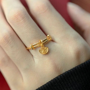 Zhou Jiafu <b>Adjustable</b> <b>Ring</b> Women's Gold Plated Copper Wish Charm Jewelry Gift - Product Image 2