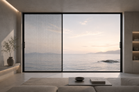 Porte coulissante en aluminium Deyu 138, style minimaliste moderne, certifiée NAFS, double vitrage panoramique, insonorisation, idéale pour les centres commerciaux et les hôtels