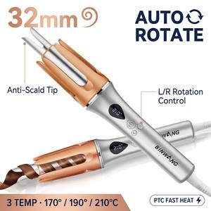 Binwang Arricciacapelli Elettrico Intelligente Automatico con Riscaldatore PTC, Ferro Arricciacapelli Rotante e Piastra Lisciante, Ingrosso, Arricciacapelli Vivid and Vogue - Product Image 1