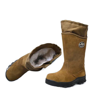 Bottes de neige pour hommes, chaudes, doublées de laine, antidérapantes, pour le travail en extérieur, à talon moyen, couleur unie - Product Image 5