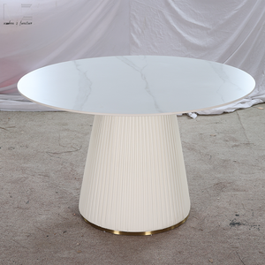 कॉर्डिक इतालवी गोल संगमरमर रसोई रसोई कमरे के लिए सरल आधुनिक लक्जरी सिंइंड स्टोन डाइनिंग टेबल सेट - Product Image 6