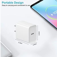 Adaptador de corriente tipo C de 20W para cable de carga de iPhone, enchufe EU, US, UK, cargador USB C de 20W para iPhone, para 17, 16, 15, 14