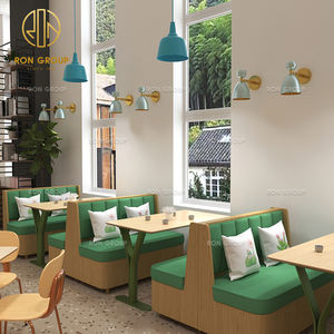 Muebles Modernos de Madera y Cuero para Cafetería, Restaurante y Cafetería McDonald's, Conjunto de Sofás, Sillas y Mesa - Product Image 3