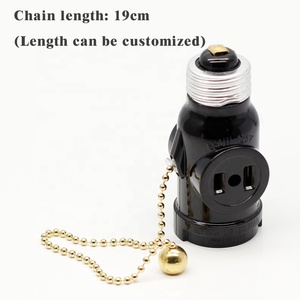 Portalámparas E26 con dos enchufes de 1-15R e interruptor de cremallera, hecho de baquelita, <span class=keywords><strong>Boca</strong></span> de aluminio y cobre - Product Image 5