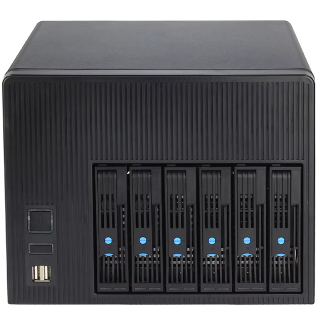 New Product NAS Server Huge Storage 6 Bays Intel N95 N100 Quad Core Dual Display SATA HDD Storage Server for Home Media Storage