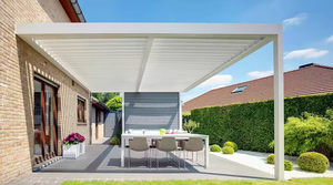 Pergola bioclimatique en aluminium, auvent de jardin à lames orientables, système de toiture de gazebo, balcon, cour, bois traité sous pression naturel - Product Image 6