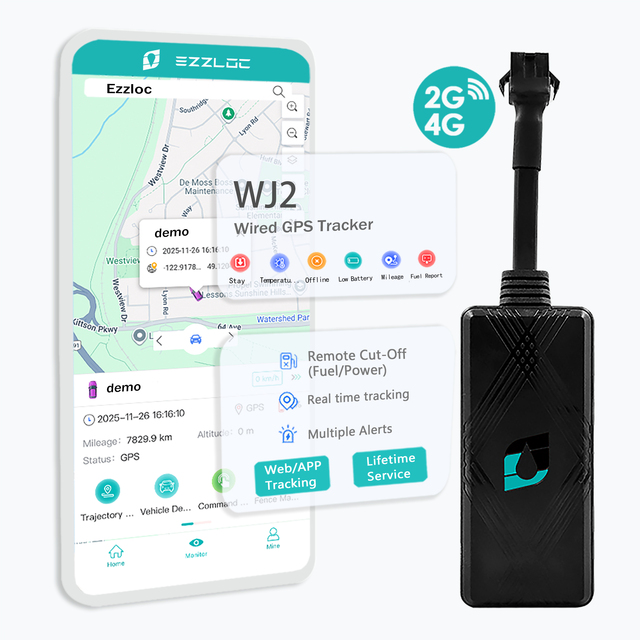 Real Time Location 4Pin 9-100 Volts Hardwired GPS Tracker 2G+4G Free Tracking Platform for Motorcycle