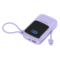 Batterie externe 10000mAh à charge rapide PD 22.5W avec câbles, affichage LED, format mince pour iPhone 17/16/15/14/13/12, Série Galaxy