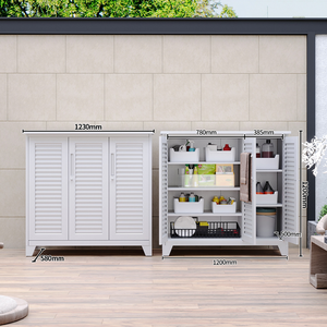 Moderno Armario de Almacenamiento <span class=keywords><strong>Exterior</strong></span> de Acero con 3 Puertas y Rejillas, Fácil de Montar, Resistente al Agua, Diseño Duradero <span class=keywords><strong>para</strong></span> Uso en el Patio Trasero del Hogar - Product Image 1