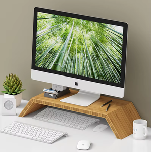 Tre giữ máy tính Chiều cao có thể điều chỉnh tre văn phòng Màn hình máy tính chiều cao bàn - Product Image 1