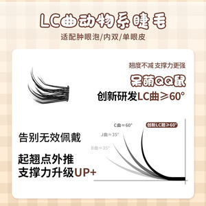 QQ <b>Mouse</b> Natural C-Curve Self-Adhesive False Eyelashes 8-Row Cotton Band Synthetic Fibers For Swollen Eyes Inner Double Single - Product Image 1