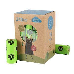New Style Eco-Friendly <b>Compostable</b> Degradable Dog Poop Bag Waste Bag Pet Cleaning Bag 18 Rolls Per Box Lavender Scented - Product Image 4