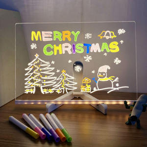 Samtoy Christmas Transparent Sign Acrylic Large Acrylic Dry Erase <strong>Board</strong> <strong>Glow</strong> <strong>Board</strong> <strong>Led</strong> Light-up <strong>Writing</strong> Drawing <strong>Board</strong> with Light - Product Image 1